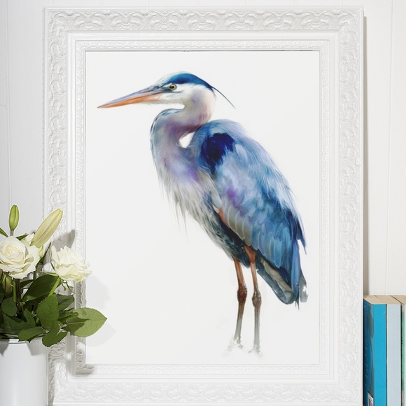 Watercolor Heron Portrait Wall Art Print Poster, Unframed - Picture 6 of 6